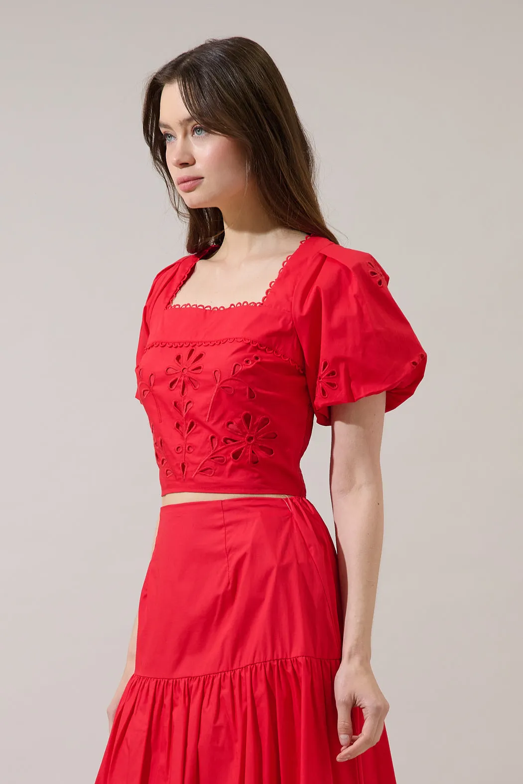 Aviana Embroidered Eyelet Crop Top sold by Sugarlips product image thumbnail 4