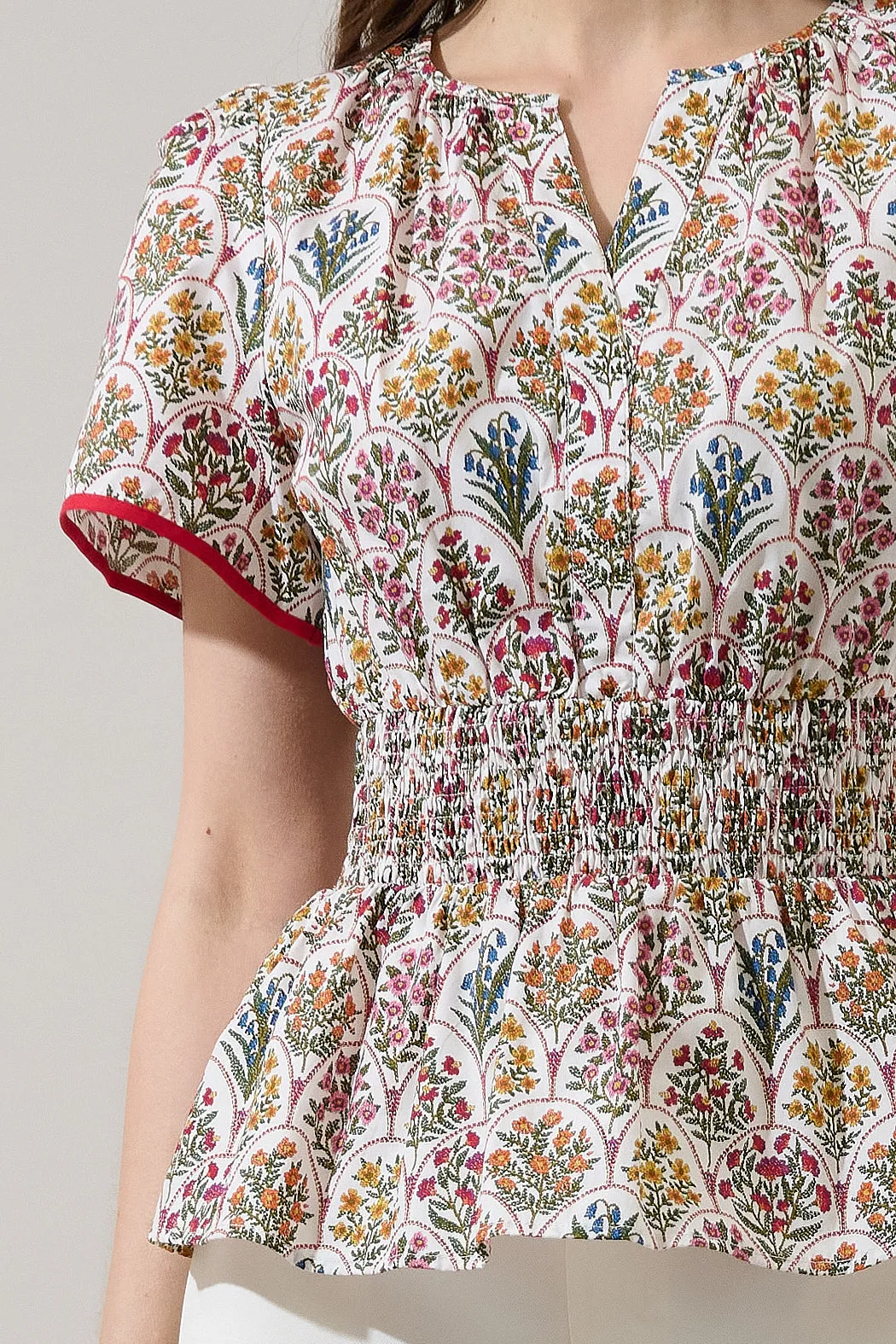 Sarina Smocked Peplum Top Kathy Floral sold by Sugarlips product image thumbnail 5