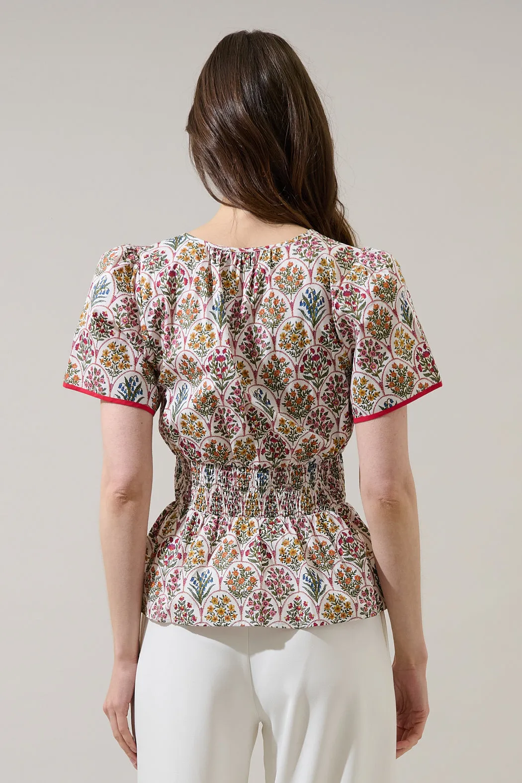 Sarina Smocked Peplum Top Kathy Floral sold by Sugarlips product image thumbnail 2