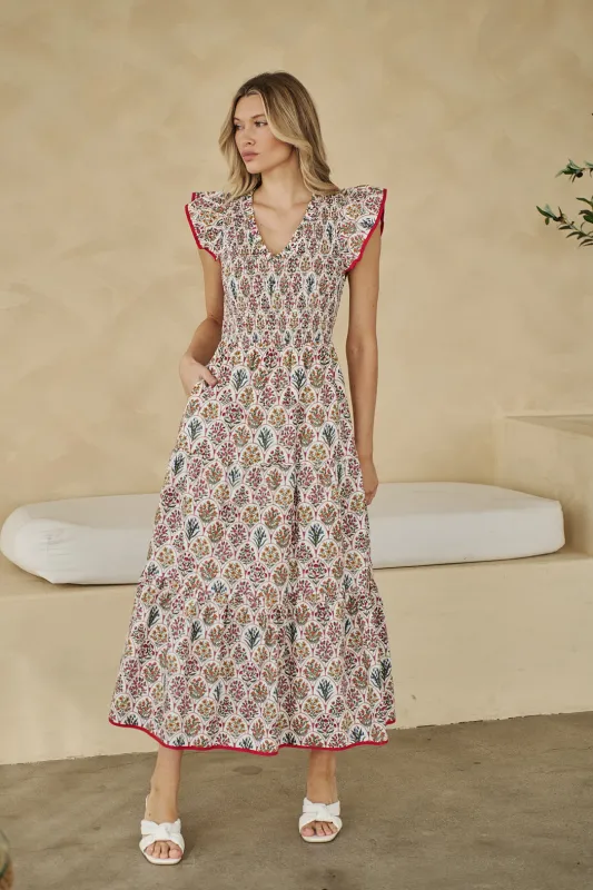 Sunfire Tiered Midi Dress Kathy Floral made by Sugarlips