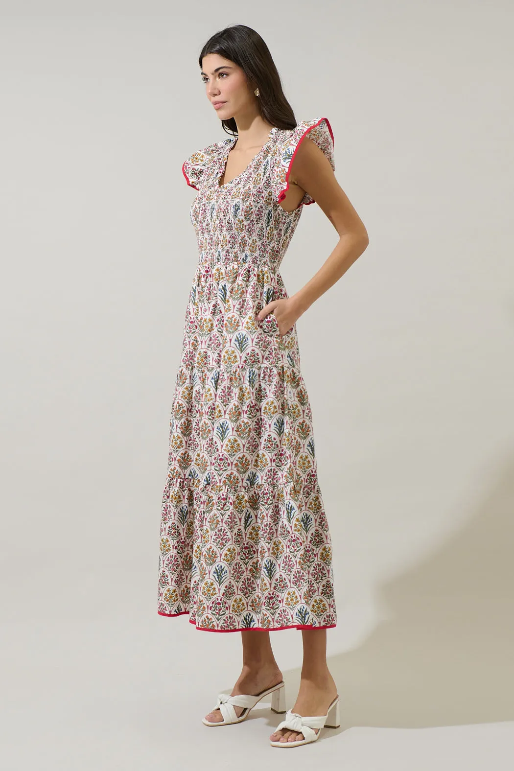 Sunfire Tiered Midi Dress Kathy Floral sold by Sugarlips product image thumbnail 4