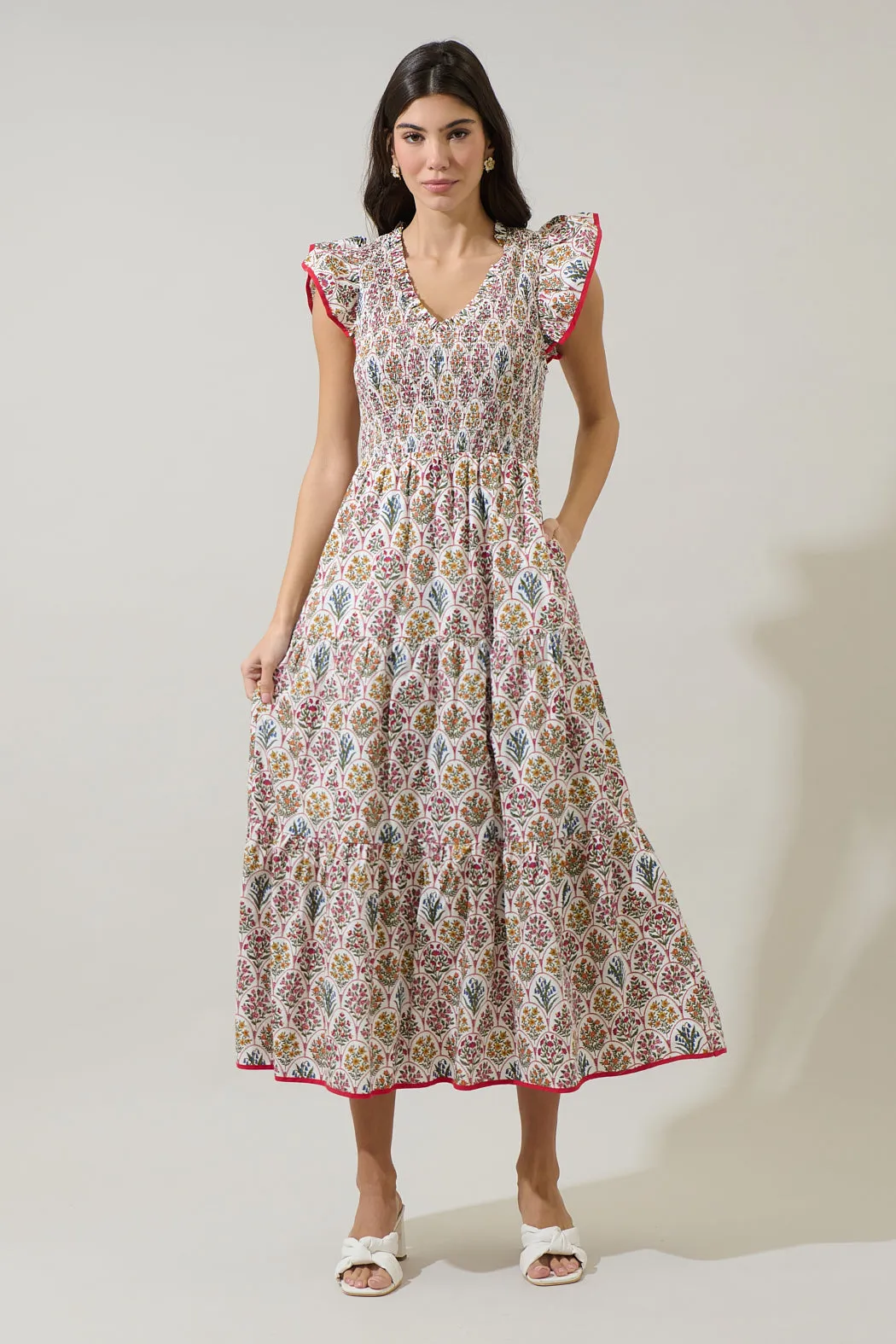 Sunfire Tiered Midi Dress Kathy Floral sold by Sugarlips product image thumbnail 2