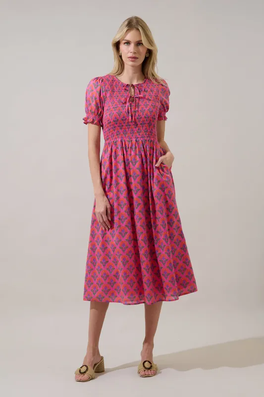 Tamry Smocked Midi Dress Kendrie Floral sold by Sugarlips