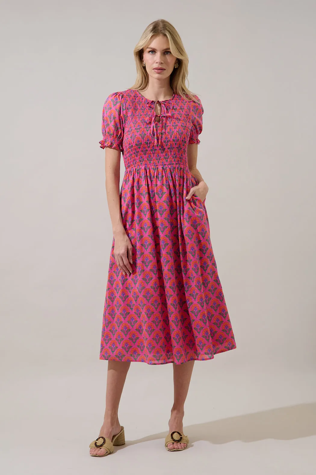 Tamry Smocked Midi Dress Kendrie Floral sold by Sugarlips