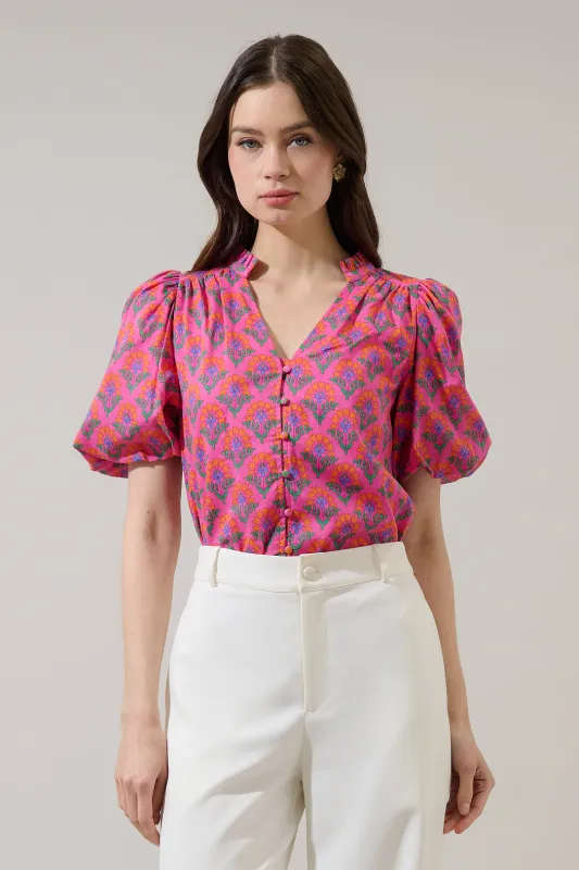 Idara Button Down Top Kendrie Floral sold by Sugarlips