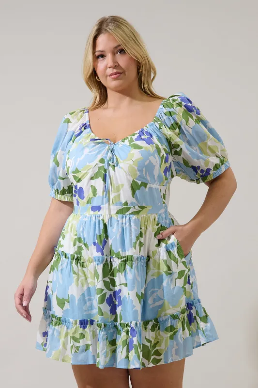 Muna Tiered Mini Dress Khloey Floral Curve sold by Sugarlips
