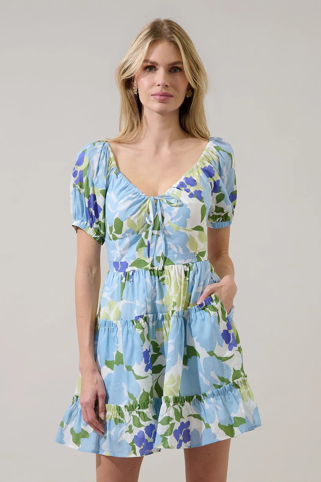 Muna Tiered Mini Dress Khloey Floral sold by Sugarlips