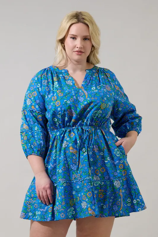 Dabria Split Neck Mini Dress Heidy Floral Curve made by Sugarlips