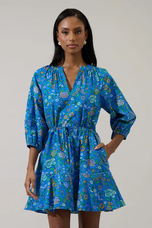 Dabria Split Neck Mini Dress Heidy Floral made by Sugarlips