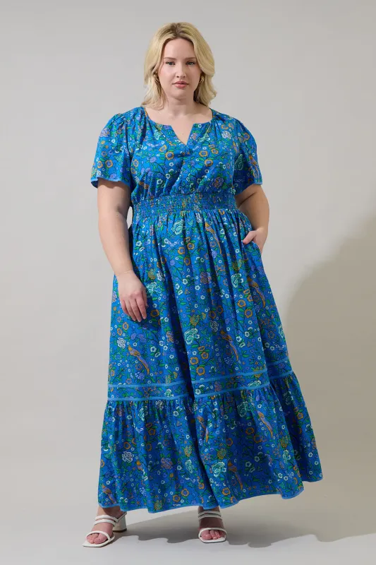 Ordy Smocked Midi Dress Heidy Floral Curve sold by Sugarlips