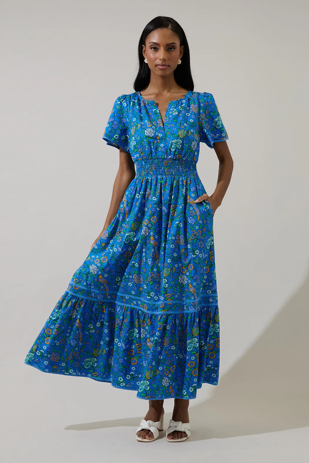 Ordy Smocked Midi Dress Heidy Floral sold by Sugarlips