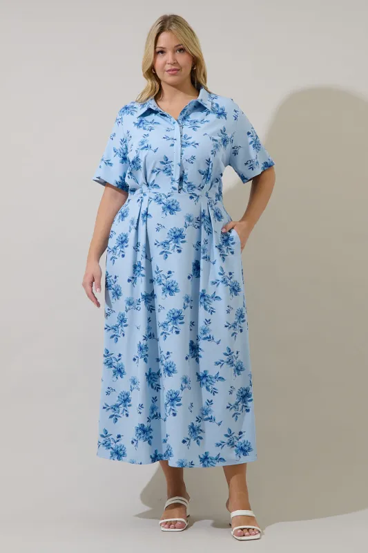 Marisy Collared Maxi Dress Frina Floral Curve made by Sugarlips