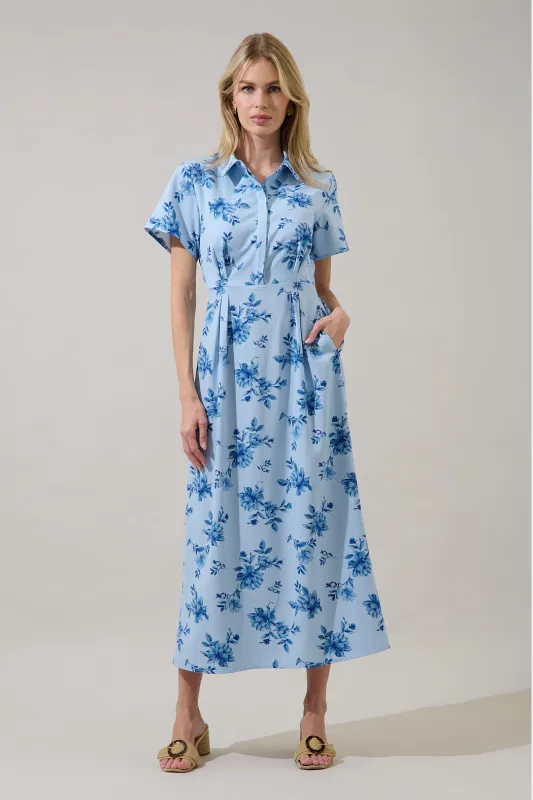 Marisy Collared Maxi Dress Frina Floral made by Sugarlips
