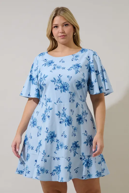 Flouncy Flare Mini Dress Frina Floral Curve made by Sugarlips