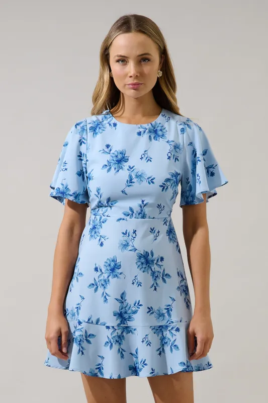 Flouncy Flare Mini Dress Frina Floral made by Sugarlips