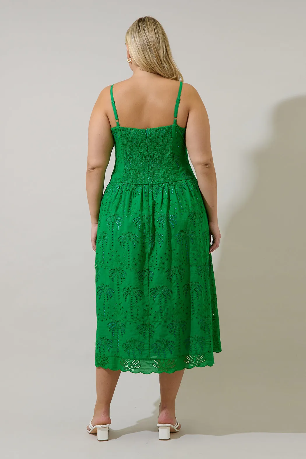 Selry Smocked Midi Dress Palms Eyelet Curve sold by Sugarlips product image thumbnail 2