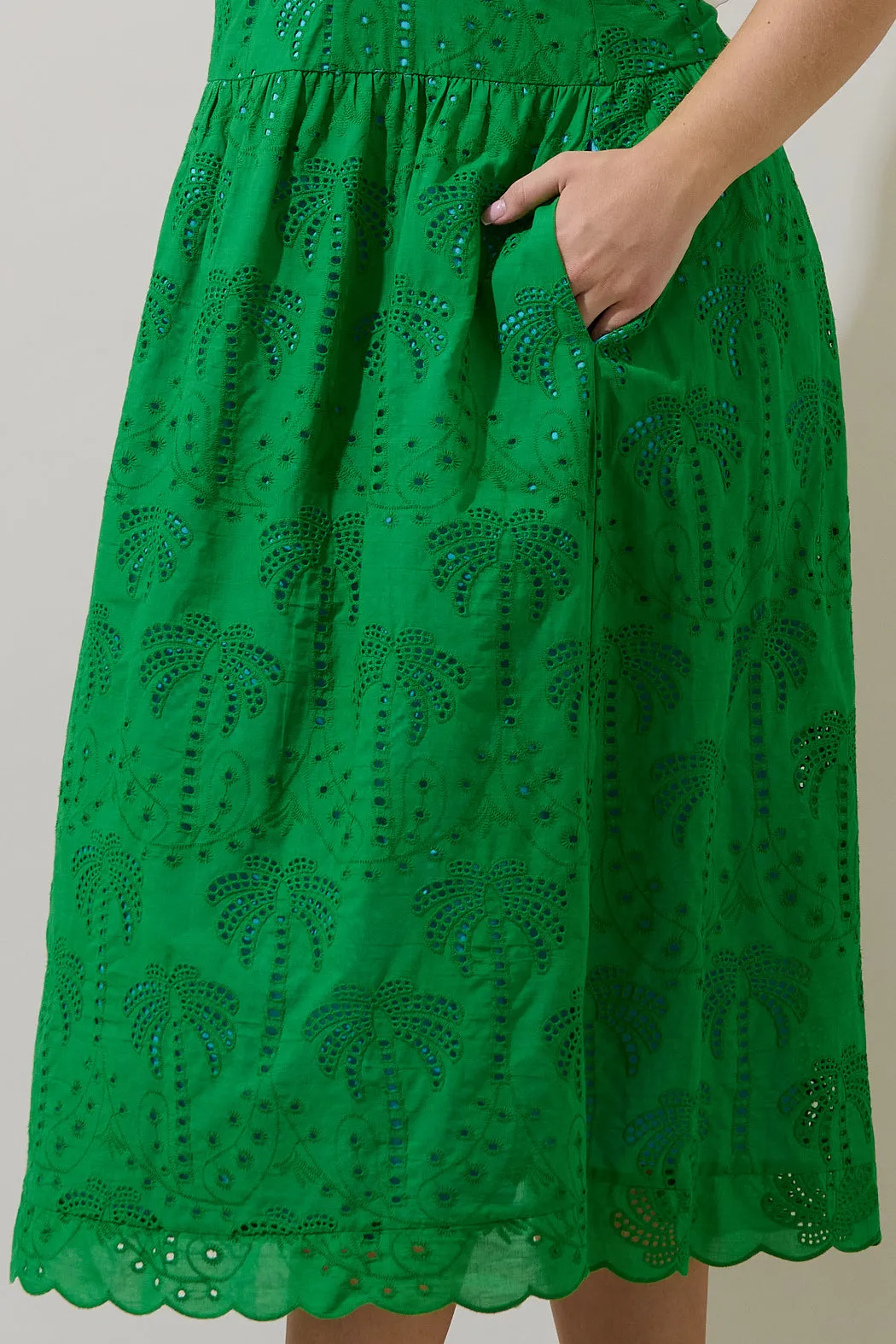 Selry Smocked Midi Dress Palms Eyelet Curve sold by Sugarlips product image thumbnail 4