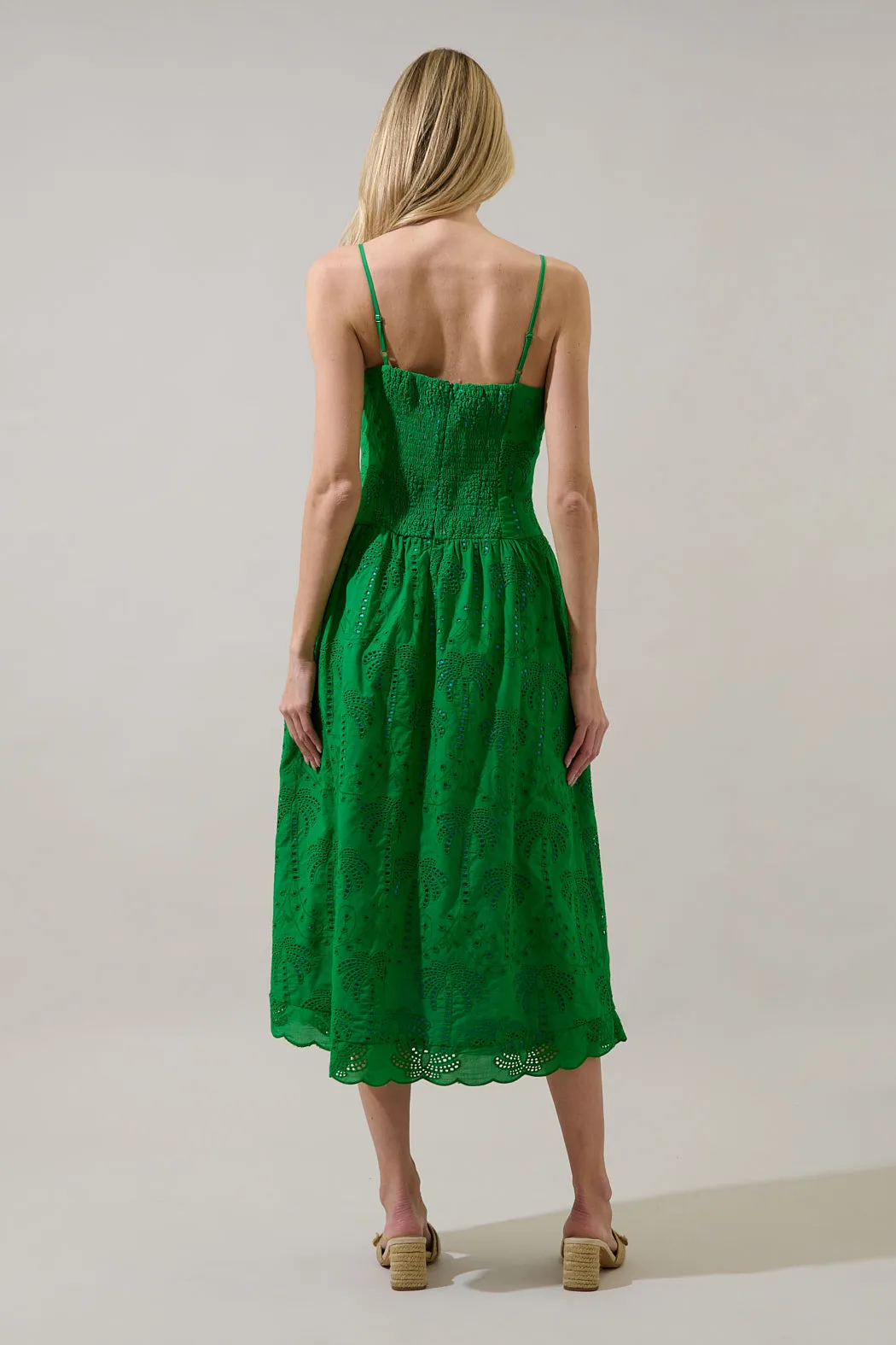 Selry Smocked Midi Dress Palms Eyelet sold by Sugarlips product image thumbnail 2