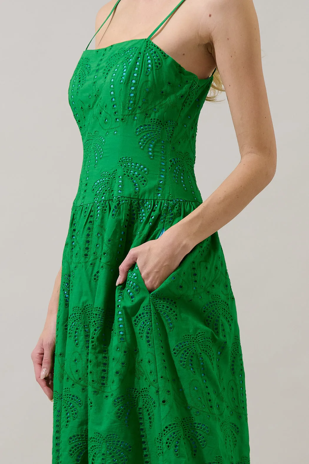 Selry Smocked Midi Dress Palms Eyelet sold by Sugarlips product image thumbnail 4