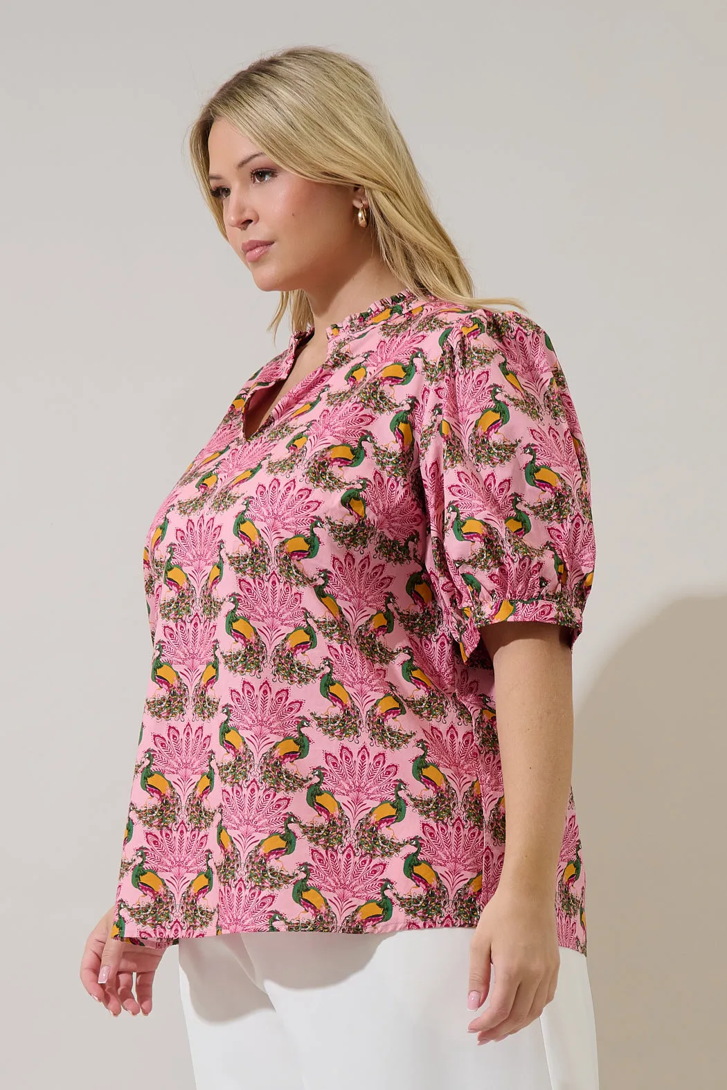 Terri Puff Sleeve Top Peacock Bay Curve sold by Sugarlips product image thumbnail 3