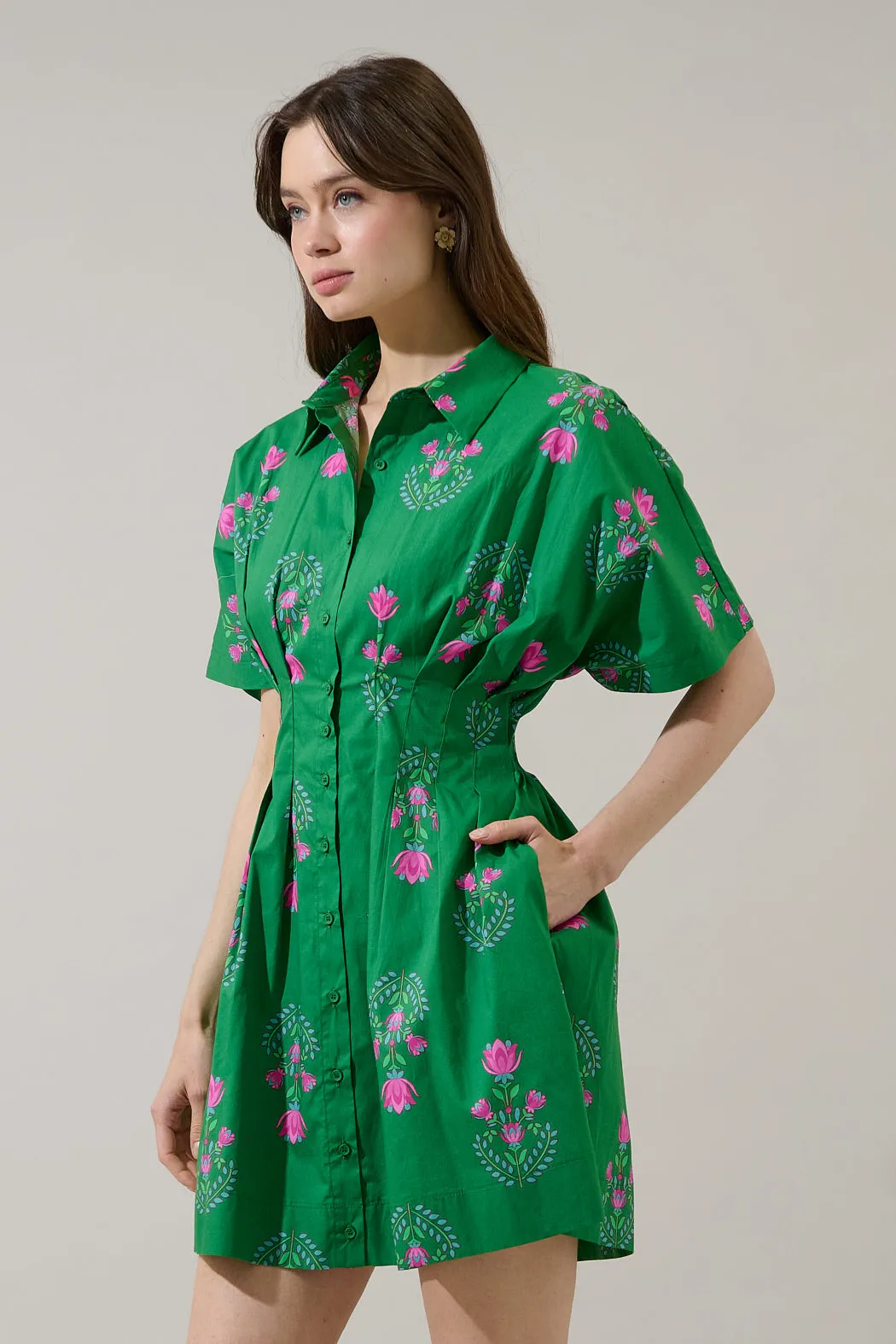 Alix Button Down Mini Dress Saura Floral sold by Sugarlips product image thumbnail 3