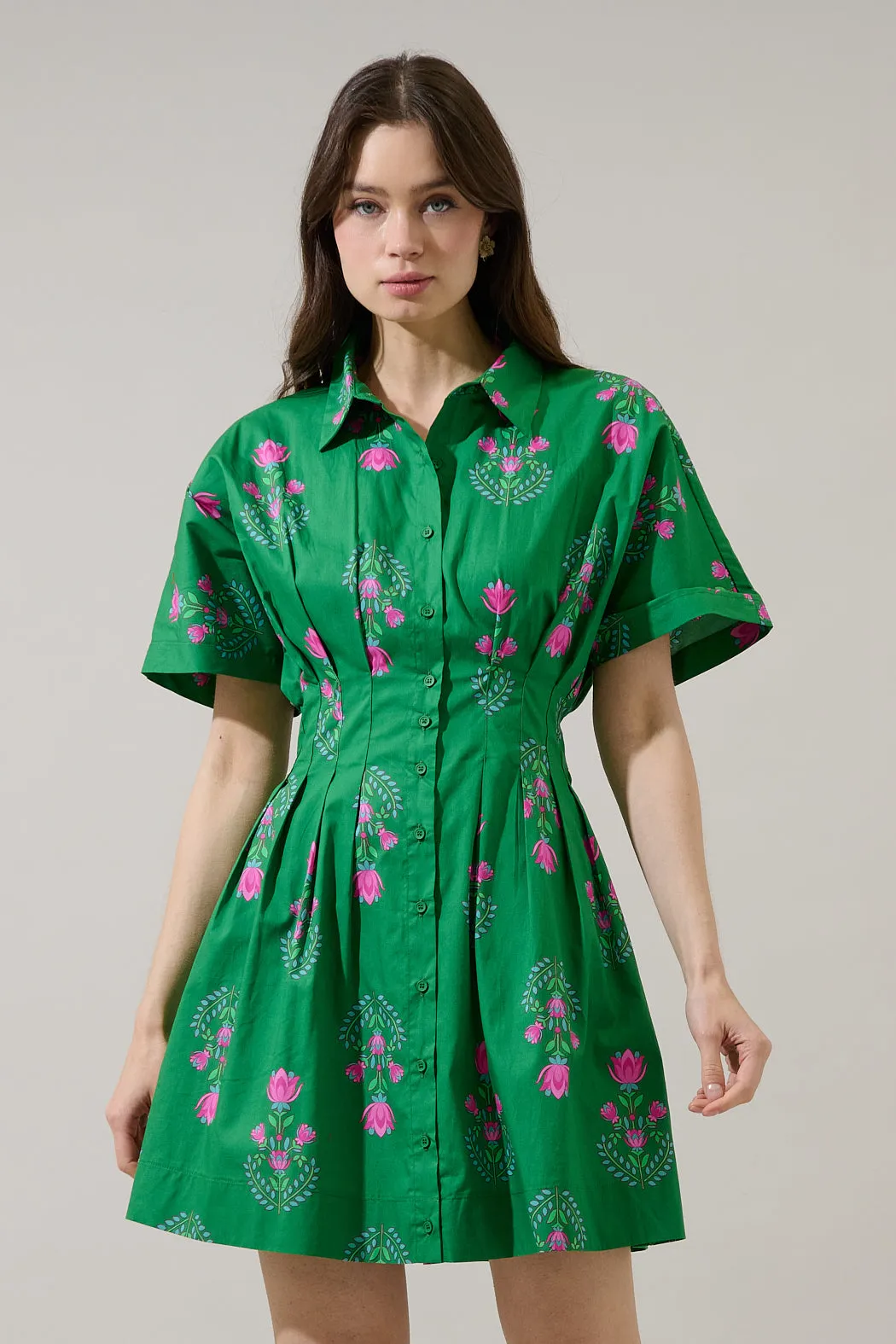 Alix Button Down Mini Dress Saura Floral sold by Sugarlips