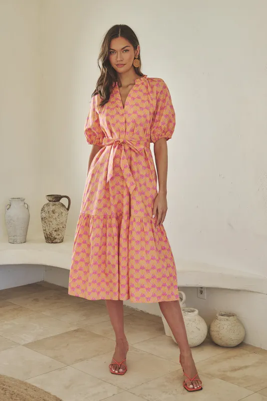 Wynette Tiered Midi Dress Drift Floral made by Sugarlips