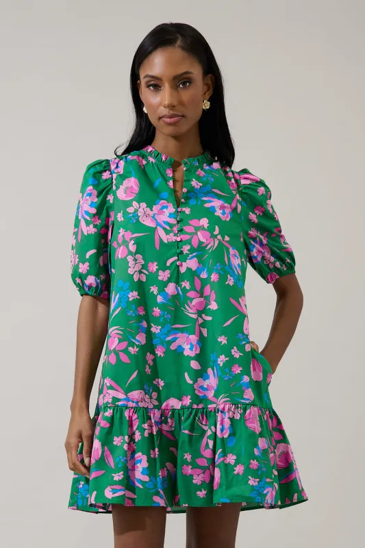 Rully Shift Mini Dress Denavi Floral made by Sugarlips