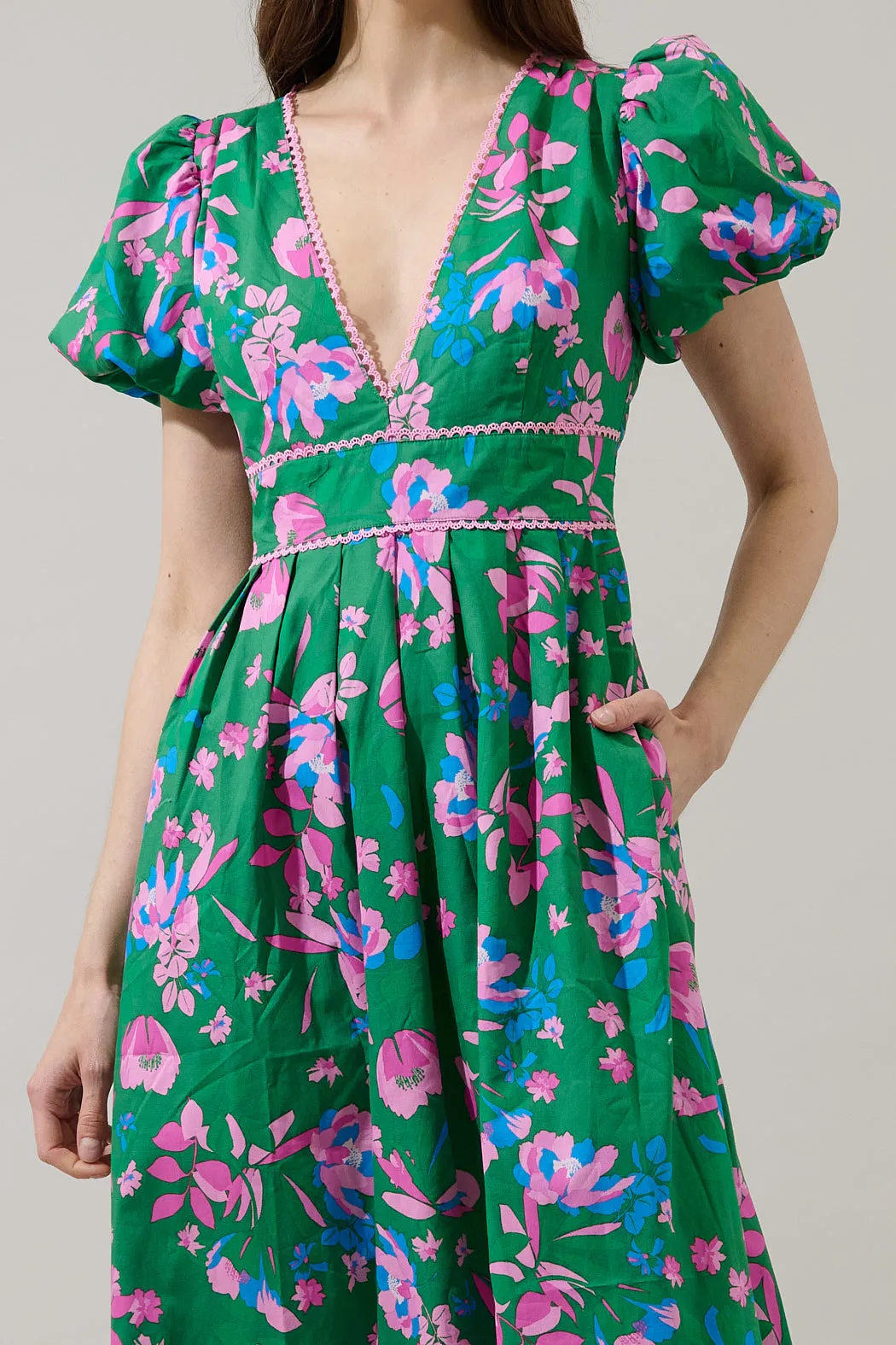Jaylene Pleated Maxi Dress Denavi Floral sold by Sugarlips product image thumbnail 4