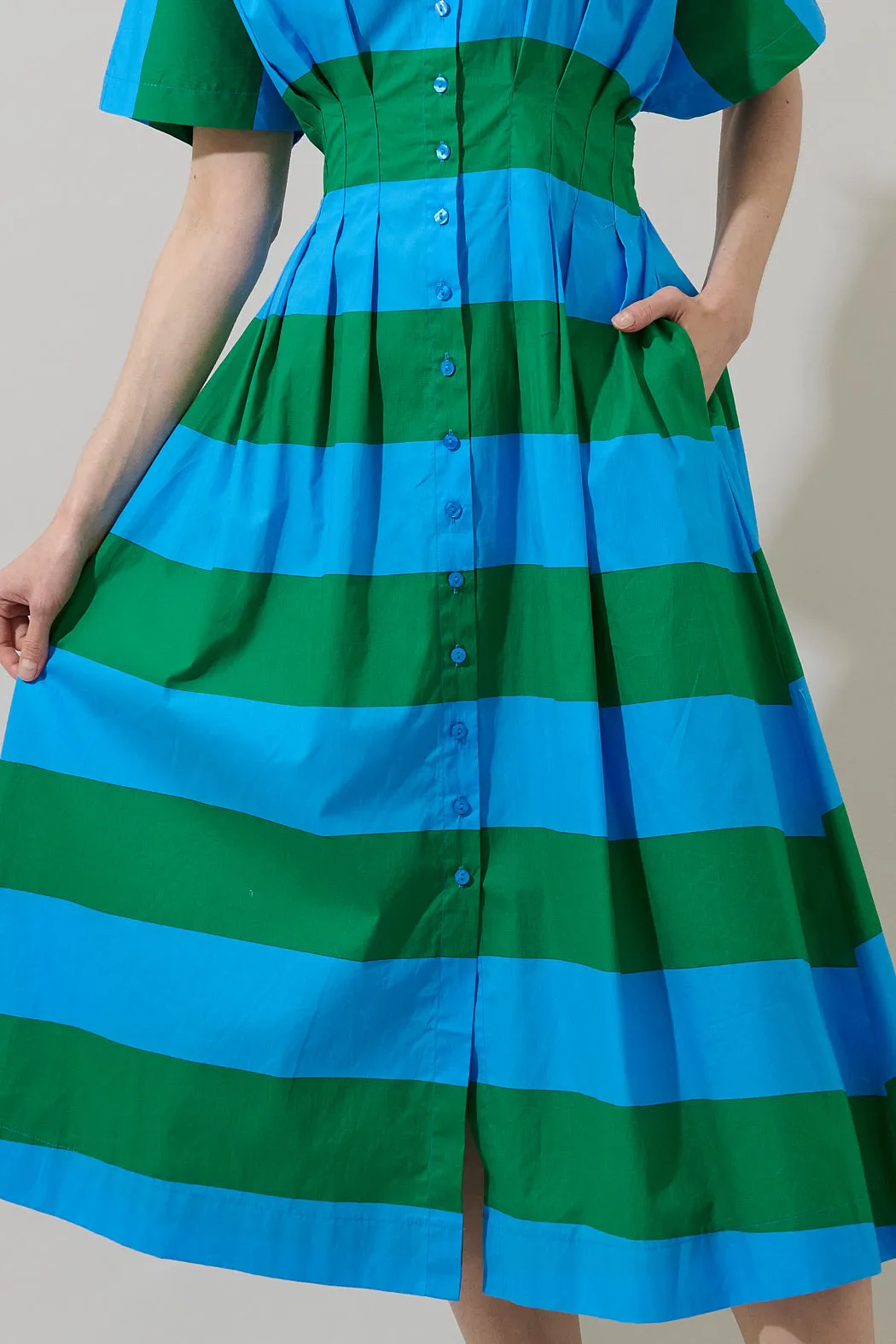 Wilderra Pleated Midi Dress Valdy Stripe sold by Sugarlips product image thumbnail 4