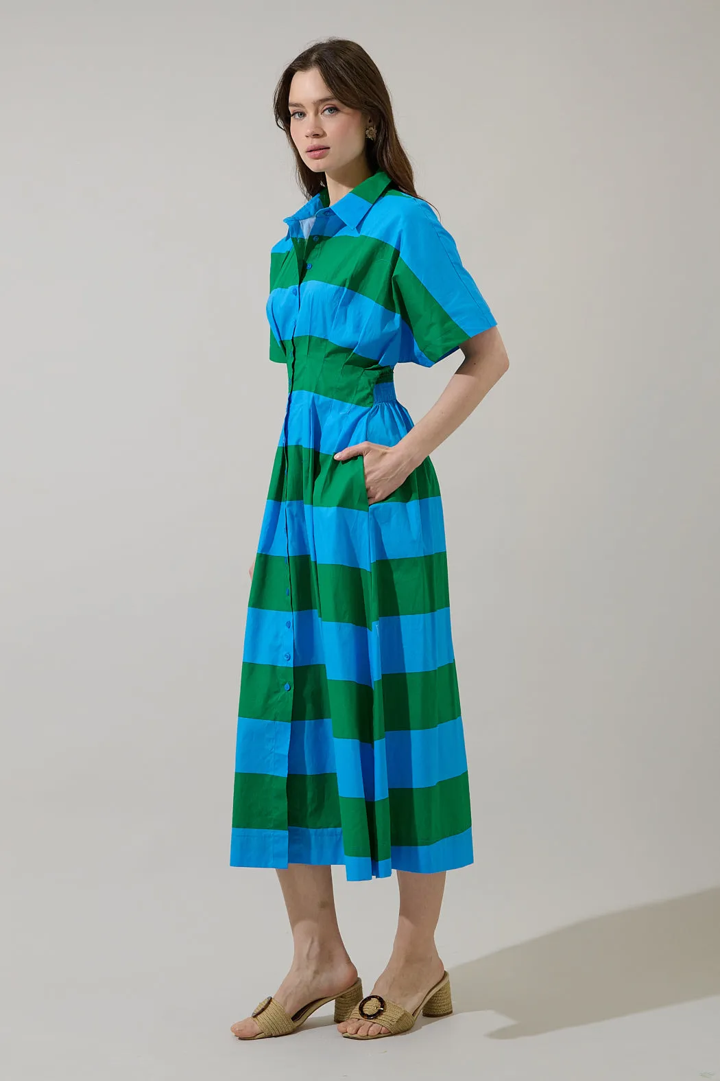 Wilderra Pleated Midi Dress Valdy Stripe sold by Sugarlips product image thumbnail 3