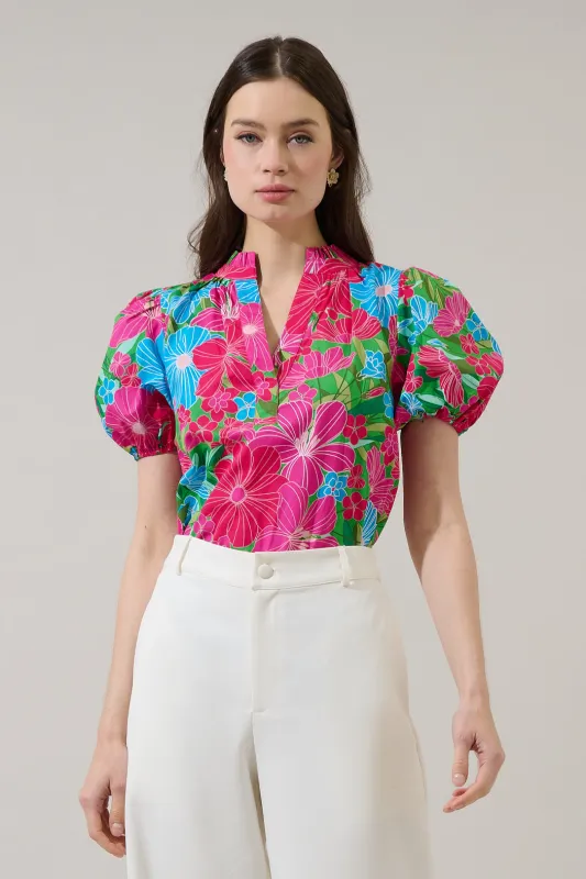 Josy Puff Sleeve Top Mervy Floral sold by Sugarlips
