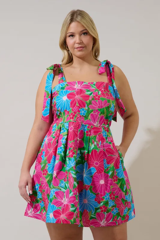 Gracia Pleated Mini Dress Mervy Floral Curve made by Sugarlips