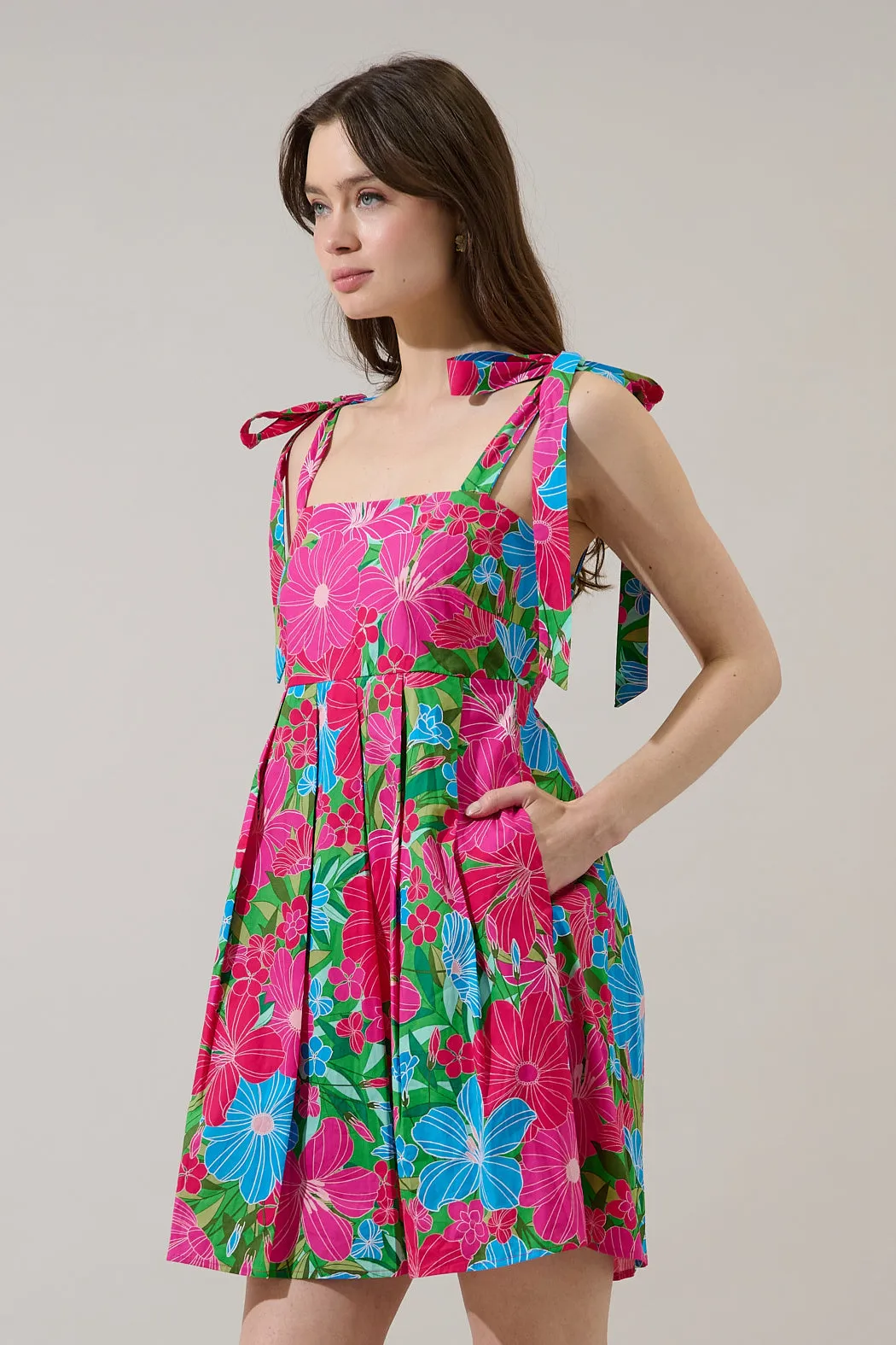 Gracia Pleated Mini Dress Mervy Floral sold by Sugarlips product image thumbnail 3