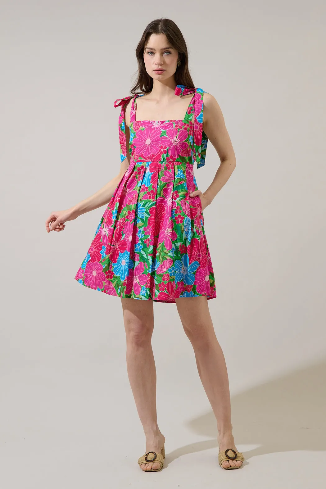 Gracia Pleated Mini Dress Mervy Floral sold by Sugarlips product image thumbnail 4