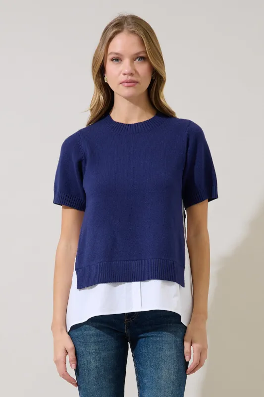 Dierra Mix Media Short Sleeve Sweater made by Sugarlips