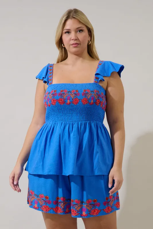 Isela Smocked Peplum Top Keizer Floral Curve made by Sugarlips