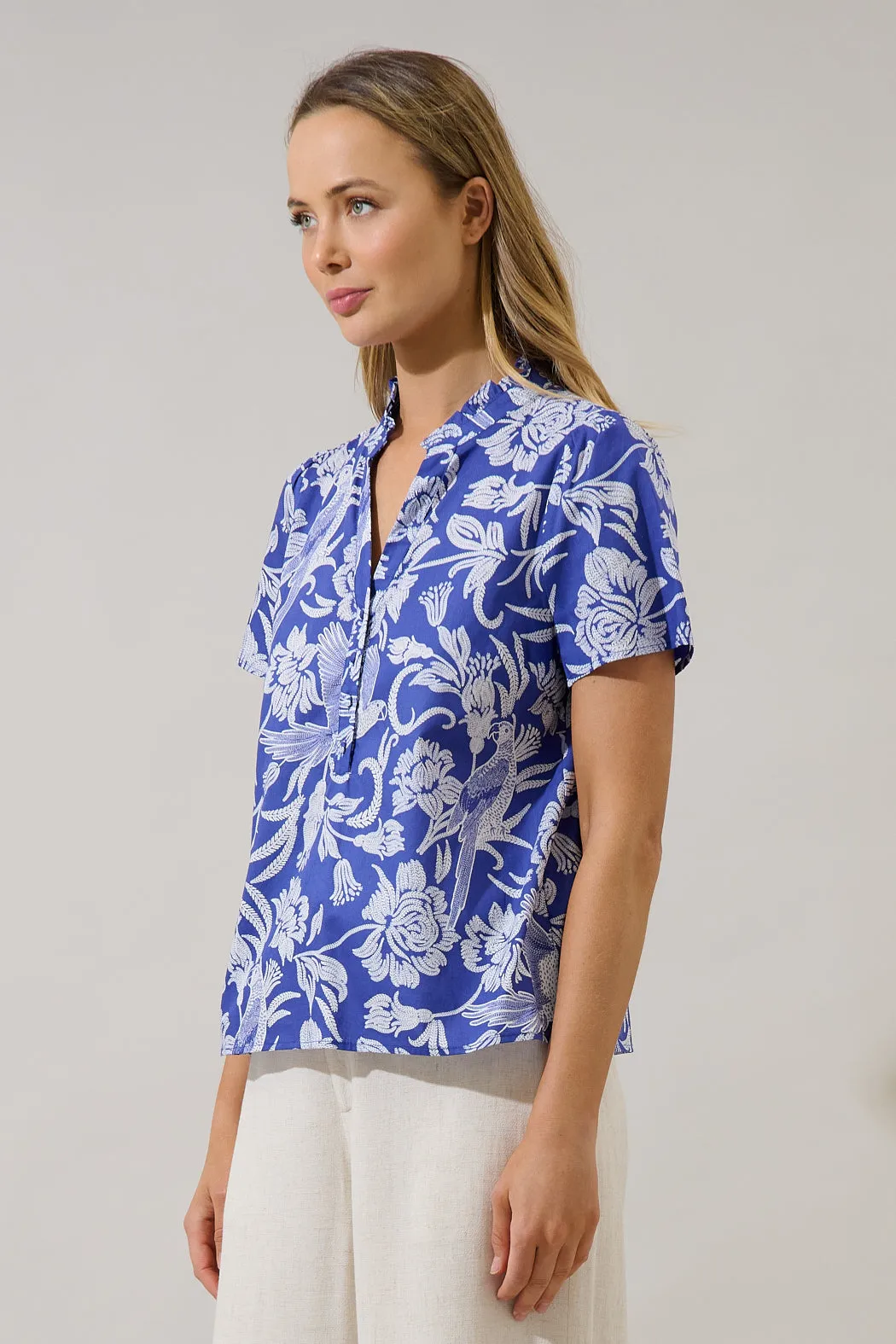 Firrie Split Neck Ruffle Top Viry Floral sold by Sugarlips product image thumbnail 3