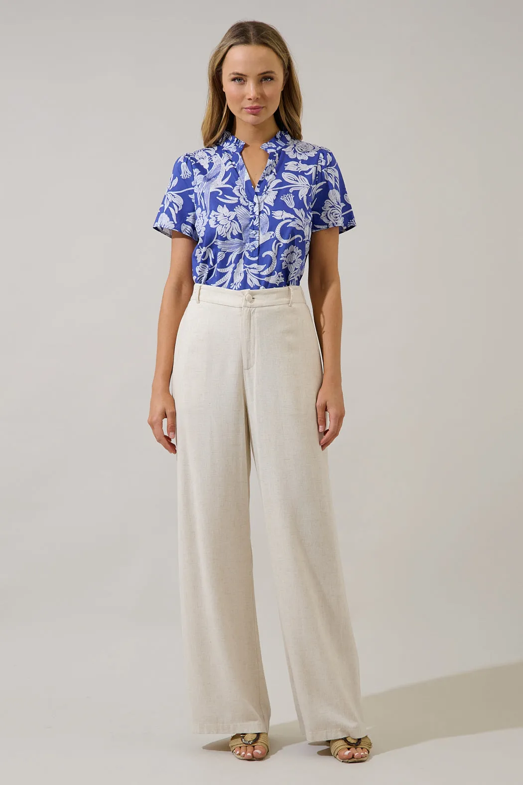 Firrie Split Neck Ruffle Top Viry Floral sold by Sugarlips product image thumbnail 4