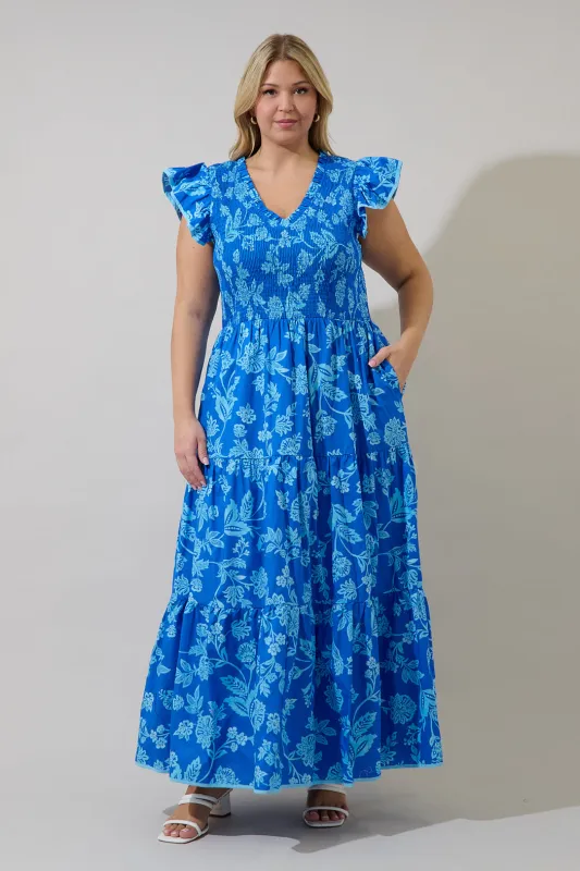 Sunfire Tiered Midi Dress Persa Floral Curve made by Sugarlips