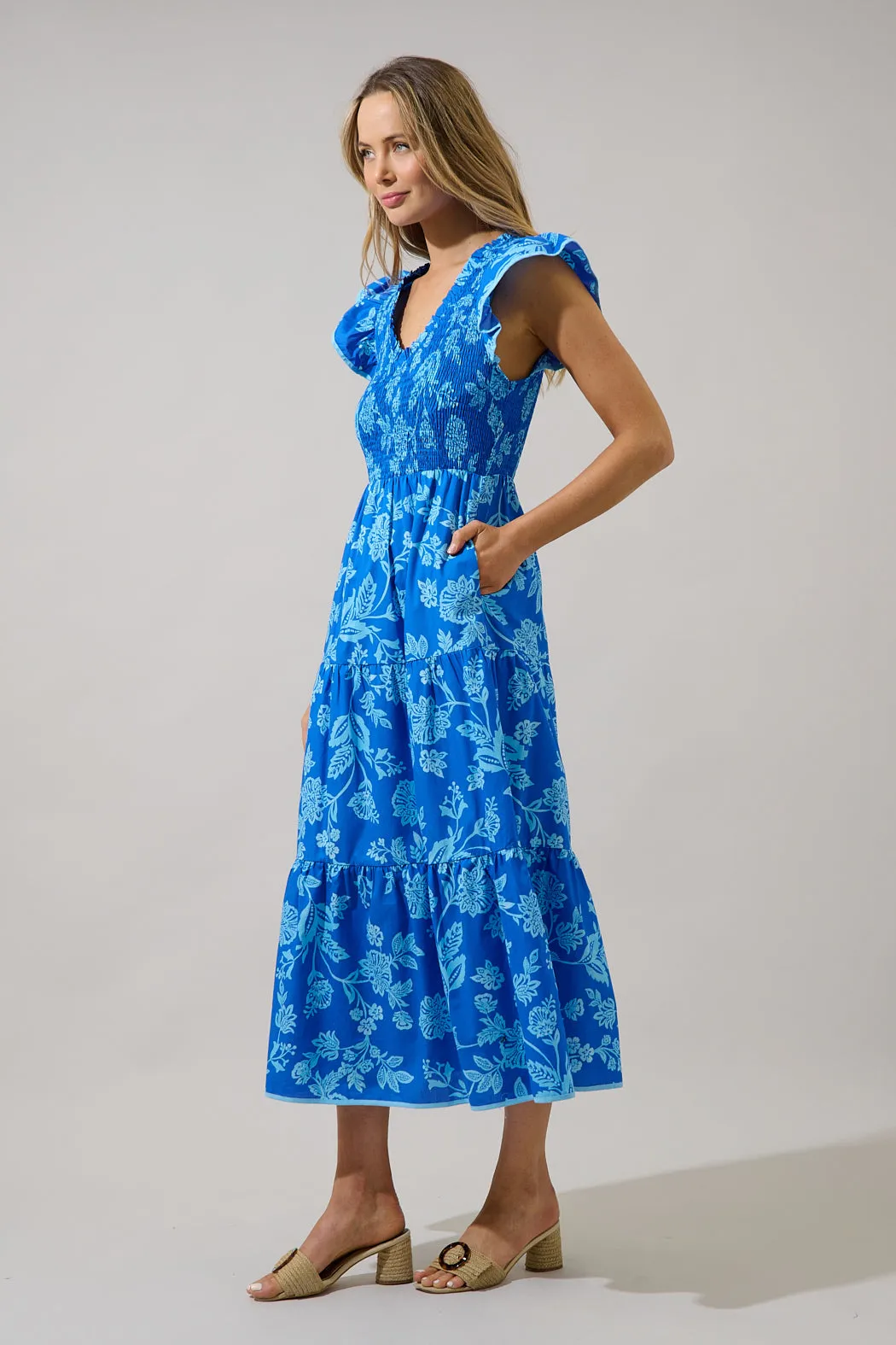Sunfire Tiered Midi Dress Persa Floral sold by Sugarlips product image thumbnail 4