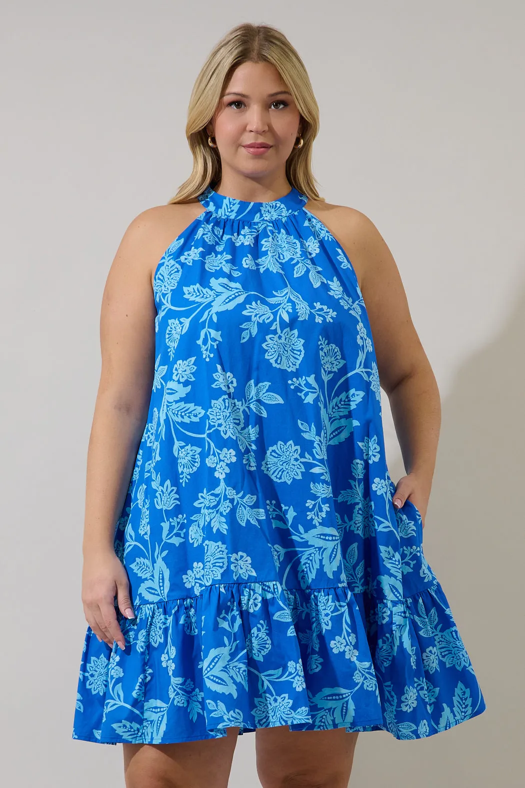 Della Halter Mini Dress Curve Persa Floral sold by Sugarlips