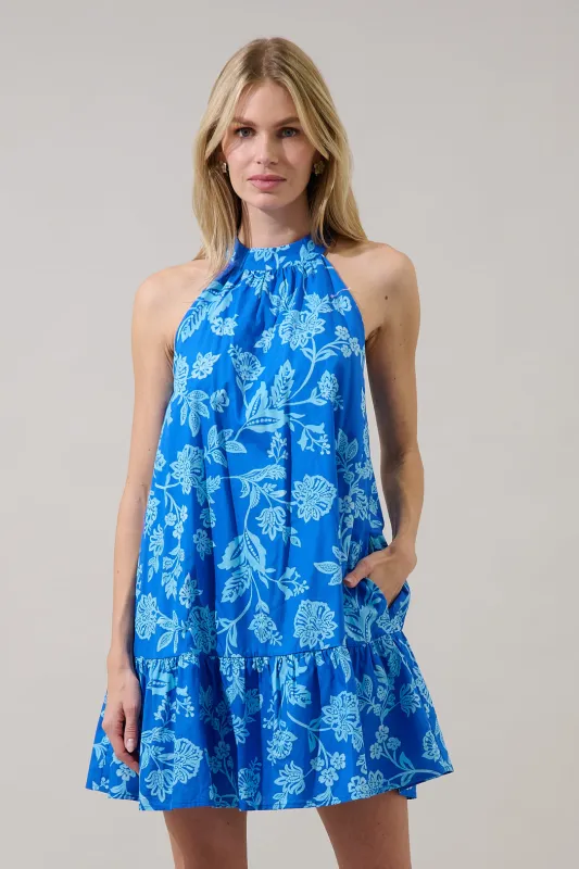 Della Halter Mini Dress Persa Floral made by Sugarlips