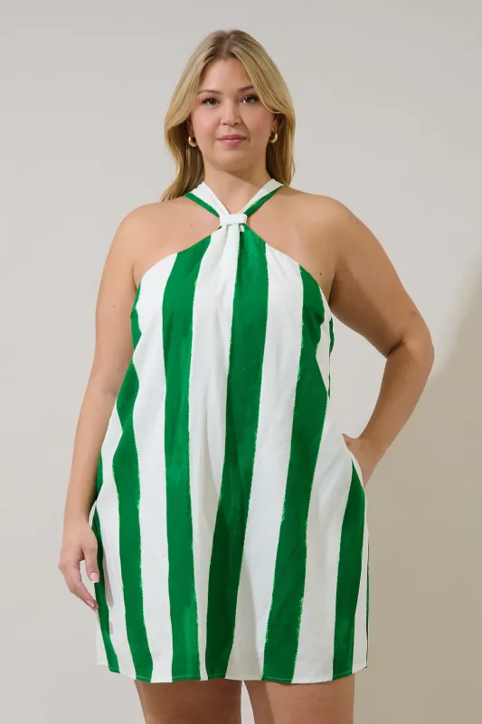 Amory Halter Mini Dress Curve Pilmar Stripe made by Sugarlips
