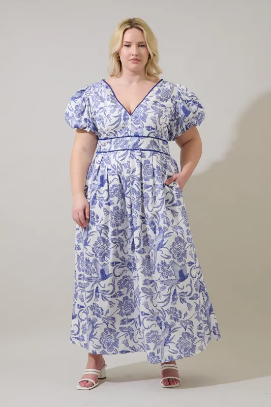 Jaylene Pleated Maxi Dress Virda Floral Curve made by Sugarlips