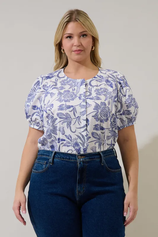 Hiller Button Down Top Virda Floral Curve made by Sugarlips