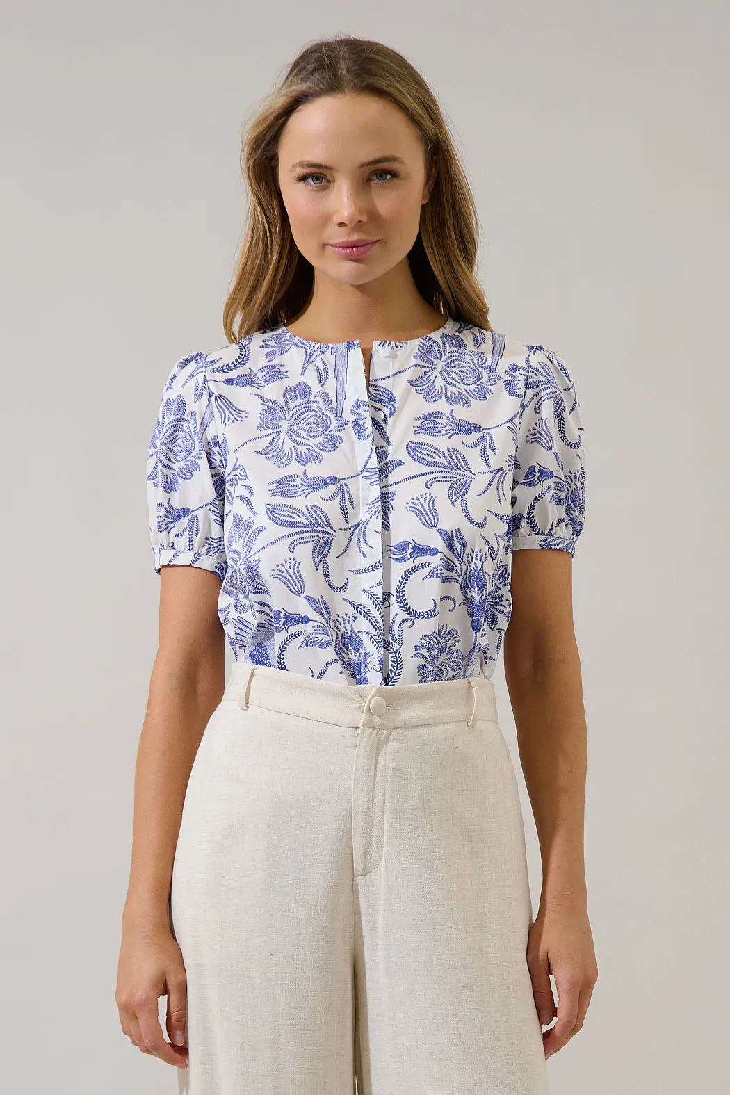 Hiller Button Down Top Virda Floral sold by Sugarlips