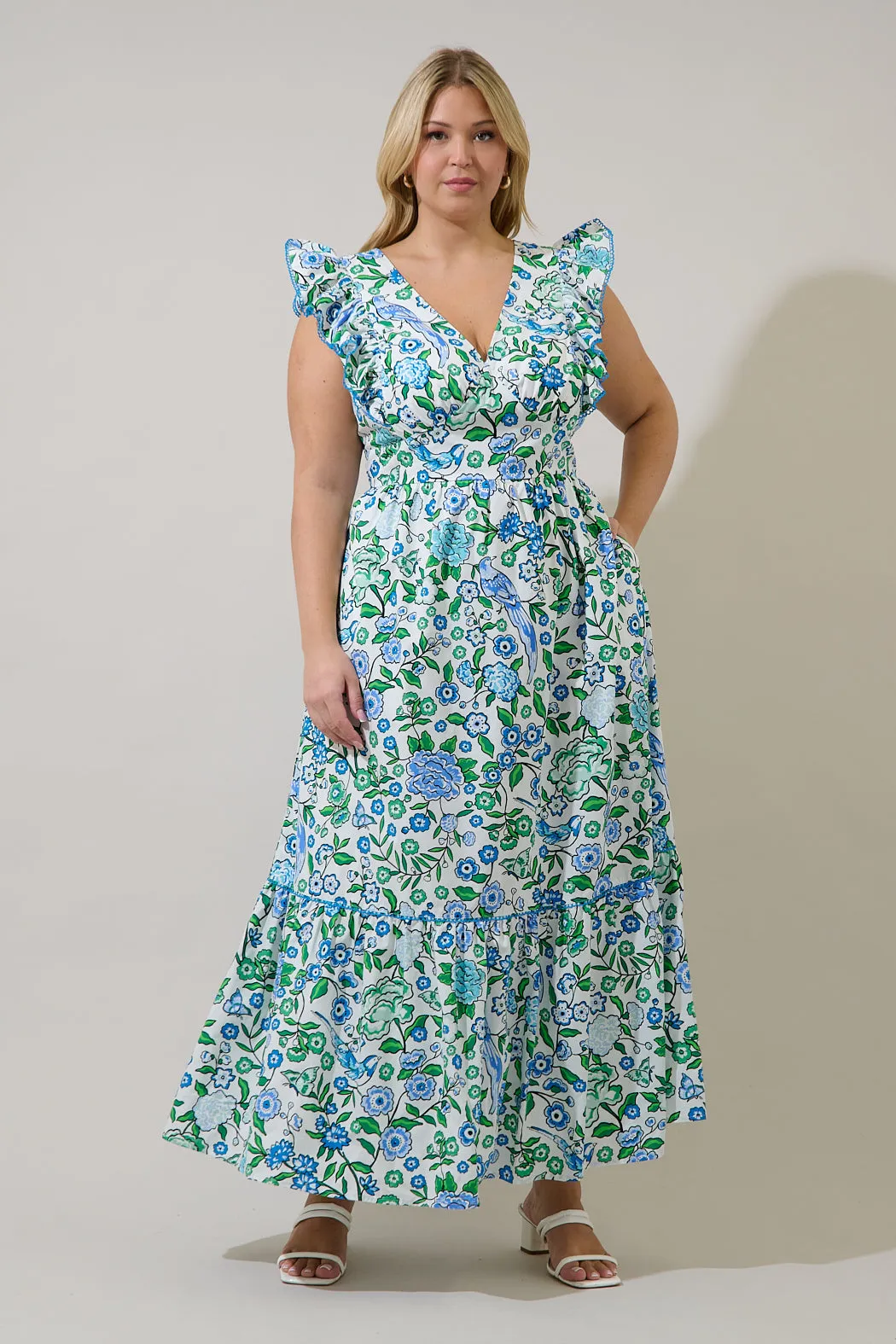 Mawar Ruffle Maxi Dress Gianne Floral Curve sold by Sugarlips