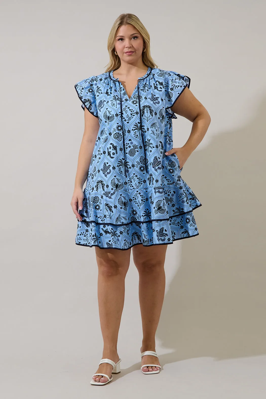 Taris Ruffe Mini Dress Feiry Tropics Curve sold by Sugarlips product image thumbnail 4