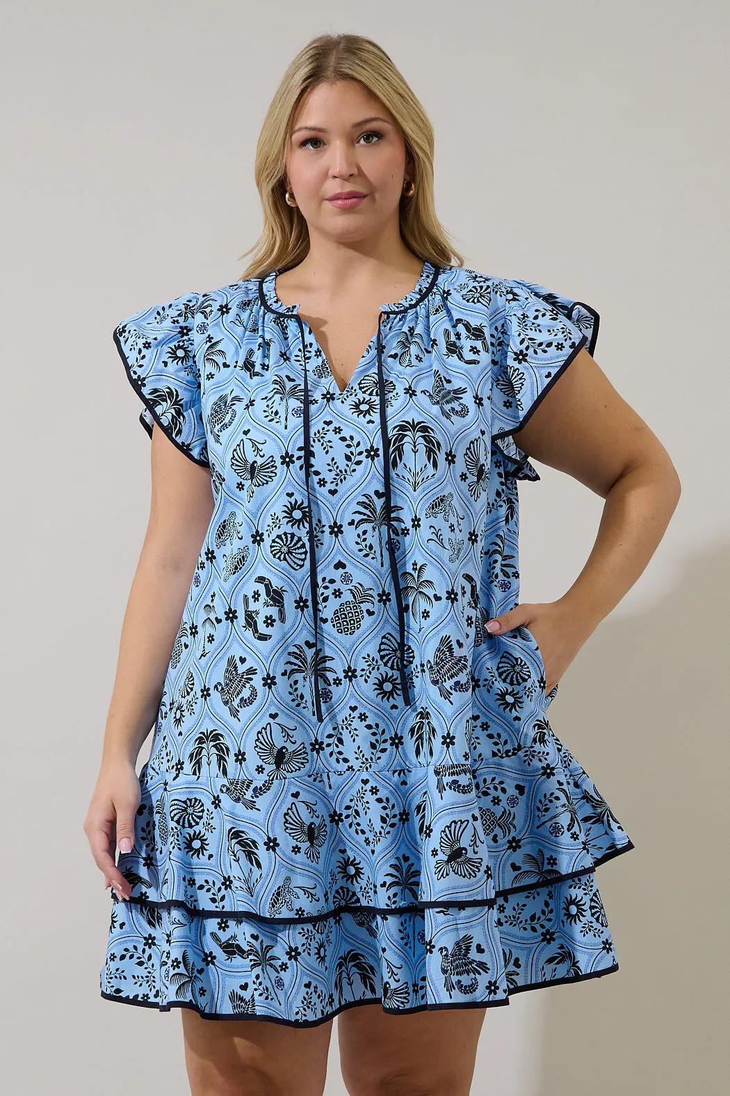 Taris Ruffe Mini Dress Feiry Tropics Curve sold by Sugarlips